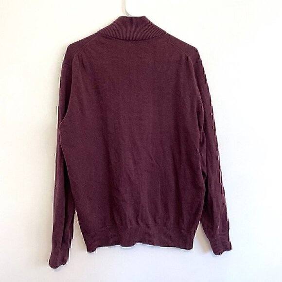 NAUTICA Mens Burgundy Maroon Collared 1/4 Zip Cotton Pullover Sweater Sweatshirt - Picture 7 of 10